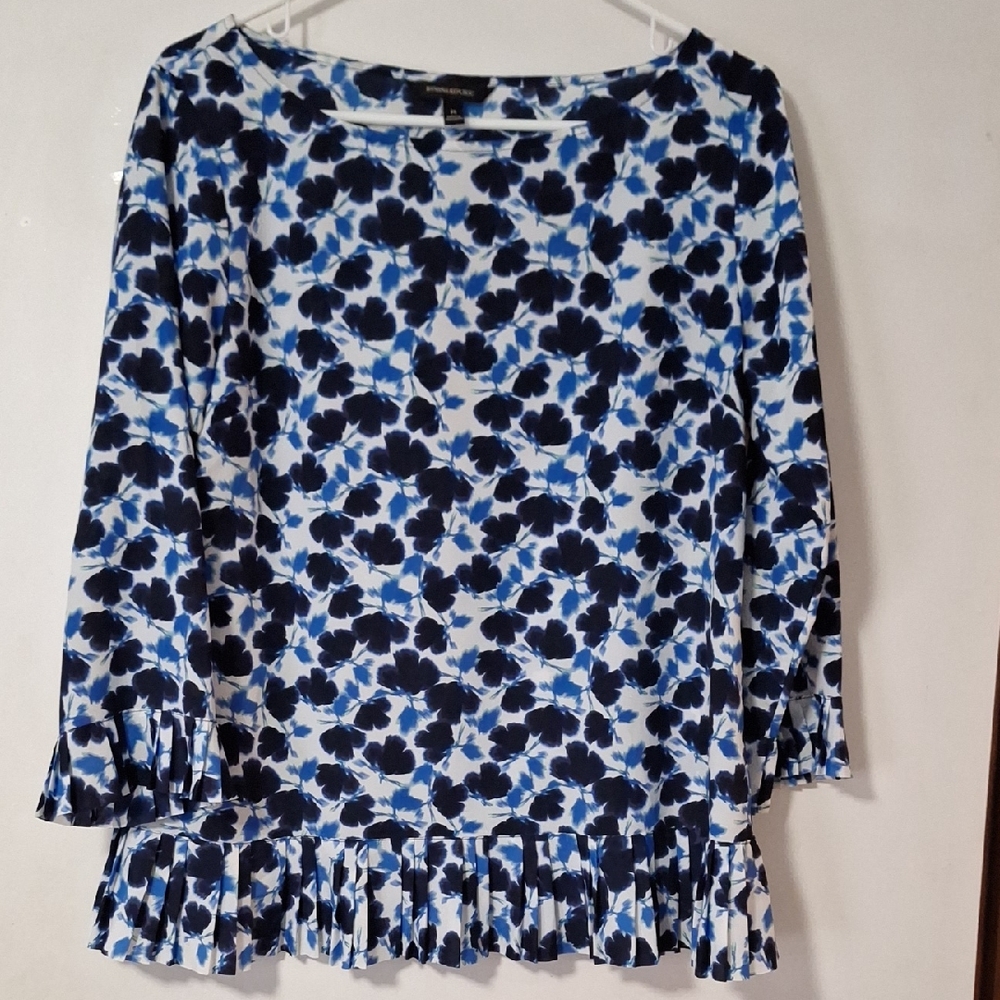 Banana Republic Blue and Black Floral Blouse